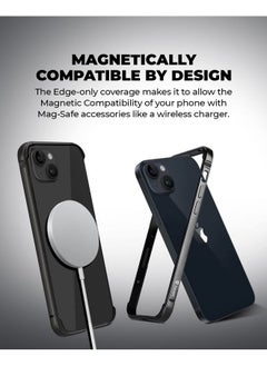 Raegr RAEGR iPhone 14 / iPhone 13/13 Pro Case | Anodized Aluminum Bumper | Mag-Safe Compatible| Edge Armor Protective Minimal Case Designed for iPhone 14/13 / 13 Pro (6.1 -Inch) 2022 - Black RG10425  - Image 3