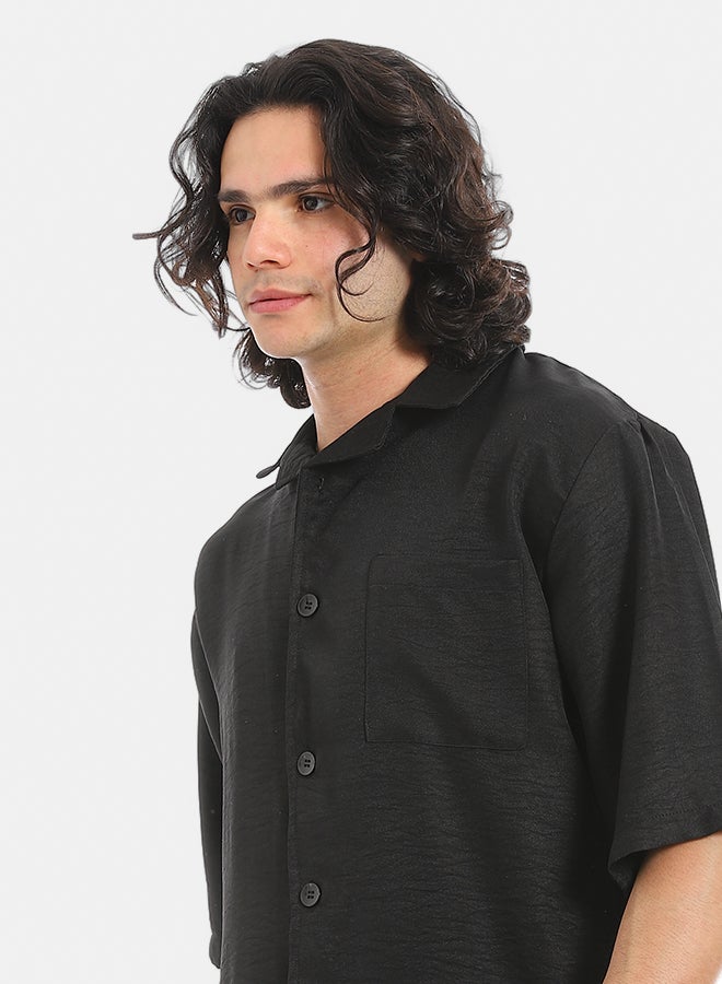 Red Circle Linen Turn Down Collar Shirt and Pants Set - Image 4