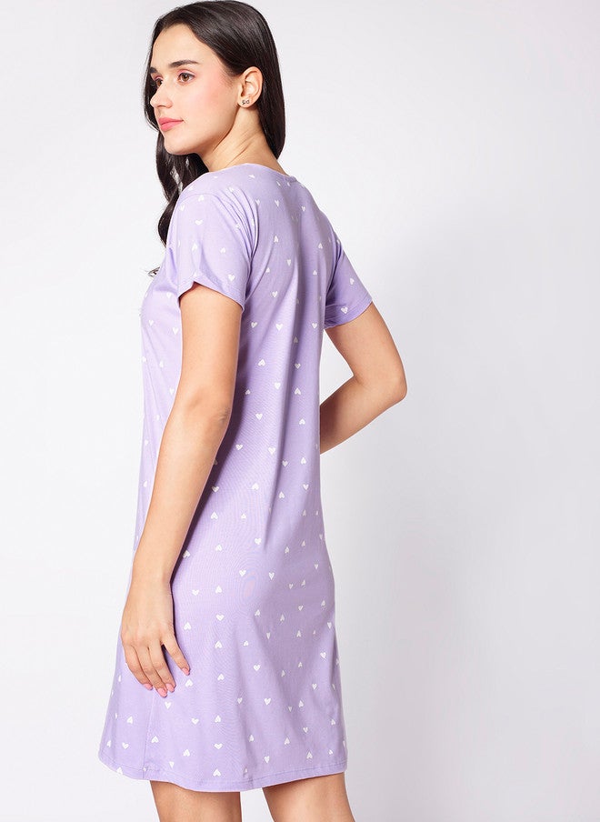 beebelle Lavender Typography Printed Nightdress - Image 5