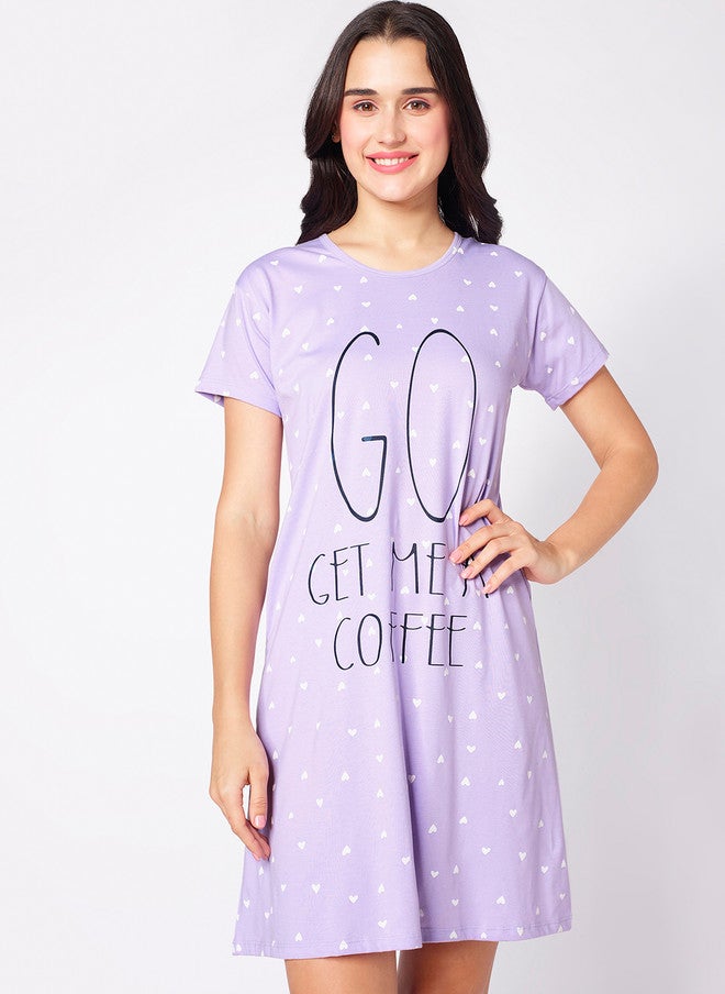 beebelle Lavender Typography Printed Nightdress - Image 2