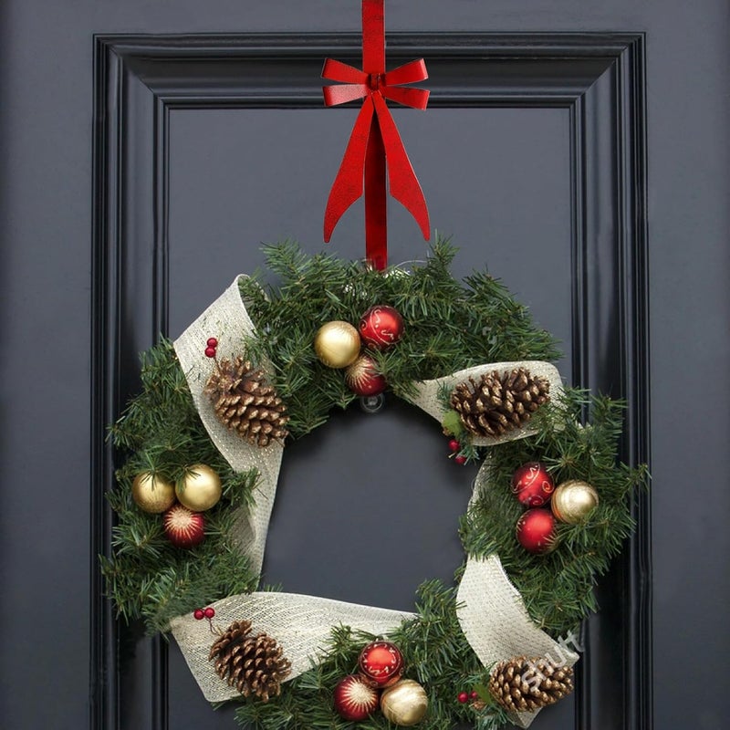 KEDONCHEN 2Pack Bow Wreath Hangers for Front Door,Christmas Decoration Metal Bow Door Wreath Hanger,Over The Door Christmas Wreath Hooks - Image 3
