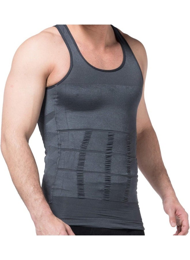 NAKXUS Mens Slimming Body Shaper Vest Shirt Mens Athletic Compression Shirt Slimming Body Shaper Tank Top Abs Abdomen Slim Vest Undershirt - Image 1