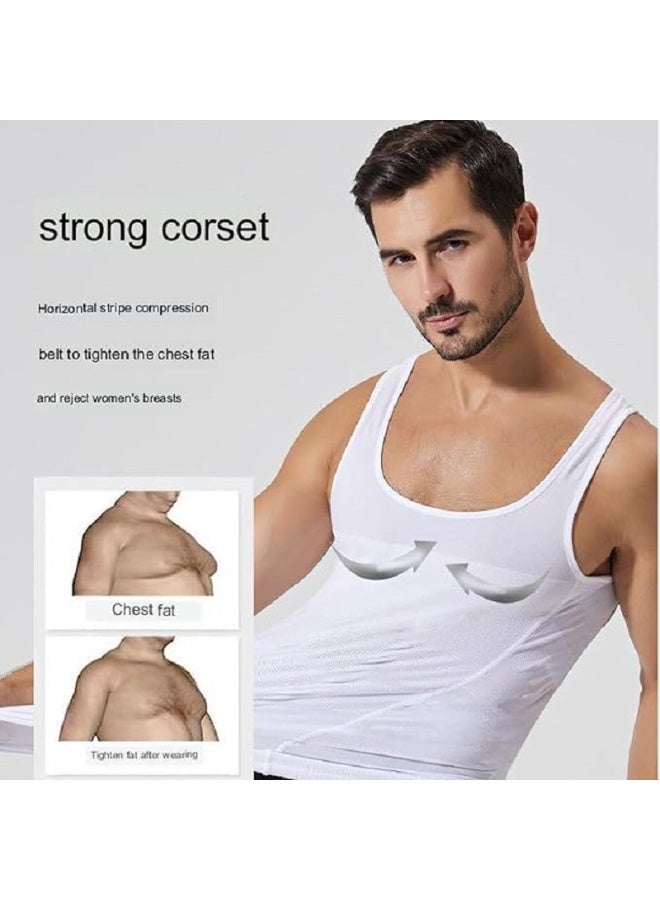 NAKXUS Mens Slimming Body Shaper Vest Shirt Mens Athletic Compression Shirt Slimming Body Shaper Tank Top Abs Abdomen Slim Vest Undershirt - Image 4