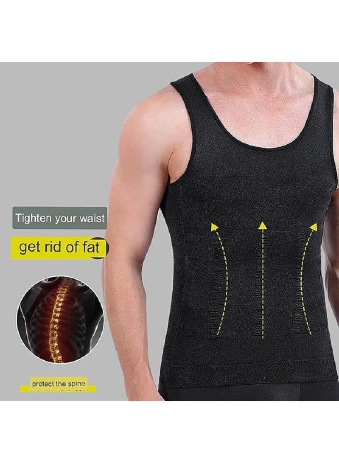 NAKXUS Mens Slimming Body Shaper Vest Shirt Mens Athletic Compression Shirt Slimming Body Shaper Tank Top Abs Abdomen Slim Vest Undershirt - Image 5