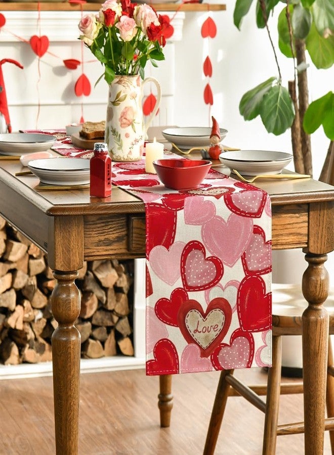 TARINI Valentine Table Runner, Valentines Day Decorations, Heart Table Runner, Red Heart Valentine's Day Table Runners, Home Dining Party Table Decoration,33*183cm - Image 3