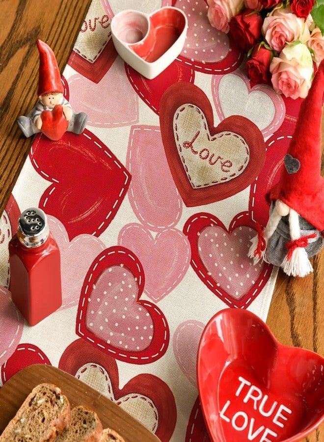 TARINI Valentine Table Runner, Valentines Day Decorations, Heart Table Runner, Red Heart Valentine's Day Table Runners, Home Dining Party Table Decoration,33*183cm - Image 4
