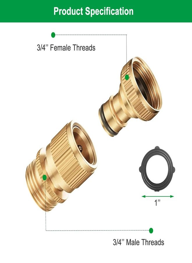 BoArt Garden Hose Quick Connector Set, Solid Brass 3/4 Inch Water Fitings Thread Easy Connect No-Leak Male Female 6 Sets - Image 2