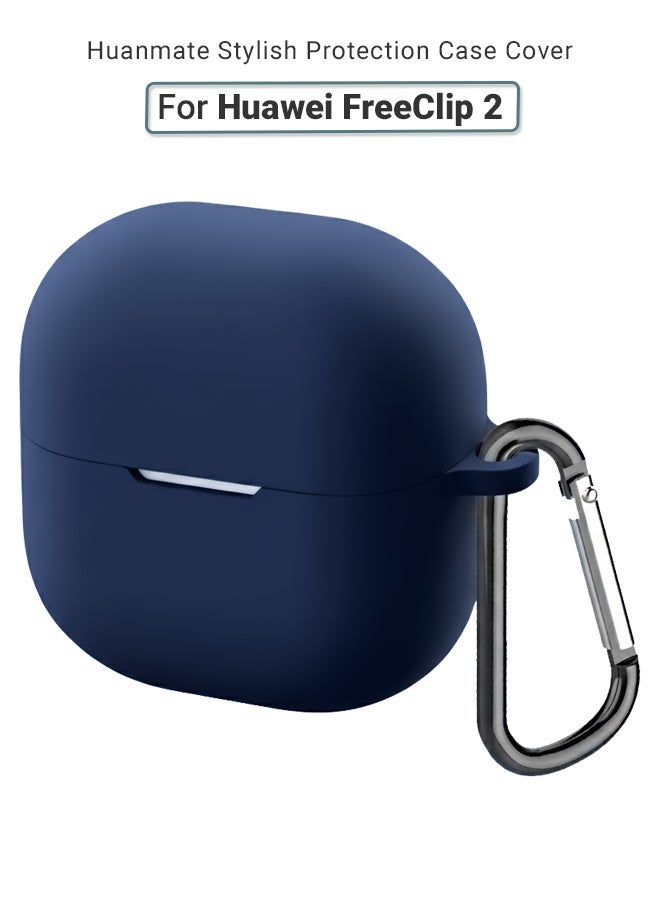huanmate Huawei FreeClip 2 Silicone Case Cover - Dark Blue - Made with Soft Silicone, Lightweight & Durable - Stylish Design, Accurate Cut-outs, Easy Installation & Removal - Image 1