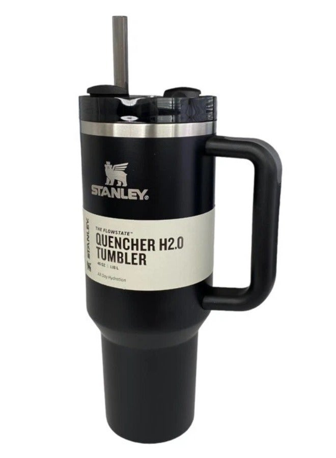 Stanley 40 Oz Stanley Quencher H2.0 Flow State Stainless Steel Vacuum Insulated Tumbler with Lid and Straw for Water, Iced Tea or Coffee, Smoothie and More(Black) - Image 2