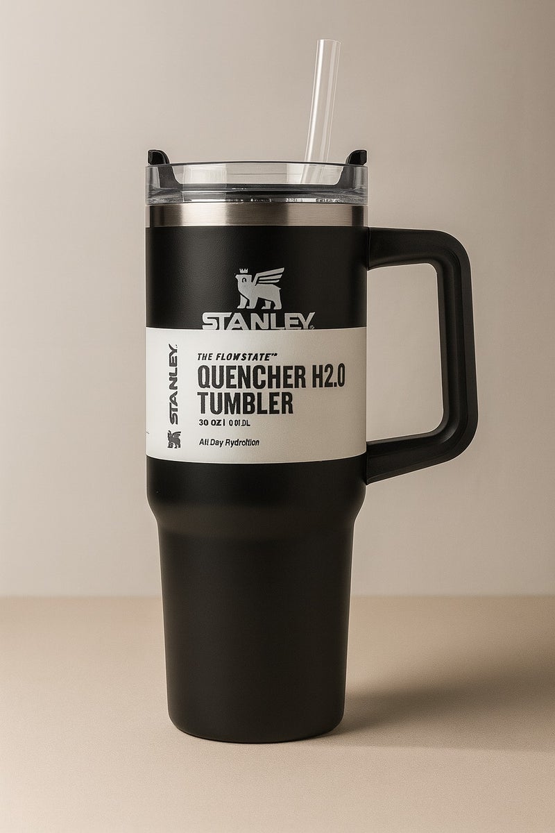 Stanley 40 Oz Stanley Quencher H2.0 Flow State Stainless Steel Vacuum Insulated Tumbler with Lid and Straw for Water, Iced Tea or Coffee, Smoothie and More(Black) - Image 1