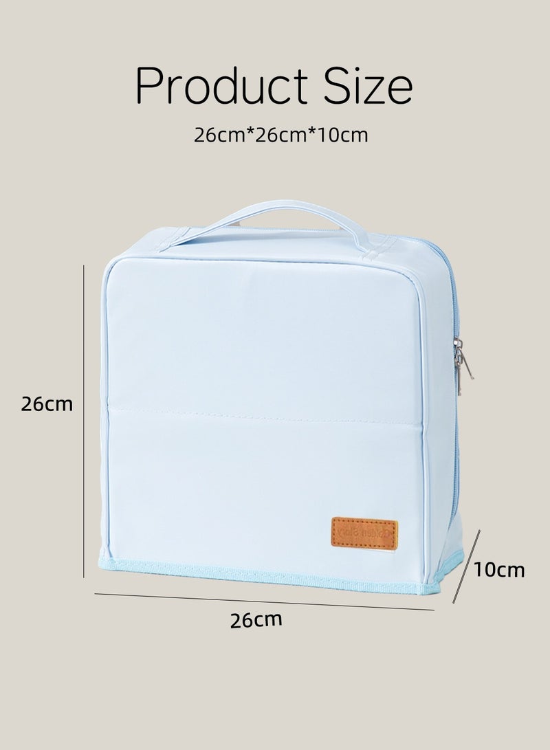 Portable Makeup Bag Organizer with Mirror, Extra Large Capacity Cosmetic Organizer, Portable Makeup Station with Handle & Suitcase Strap, Waterproof PU Toiletry Bag for Women, Space-saving Vanity Case - Image 5