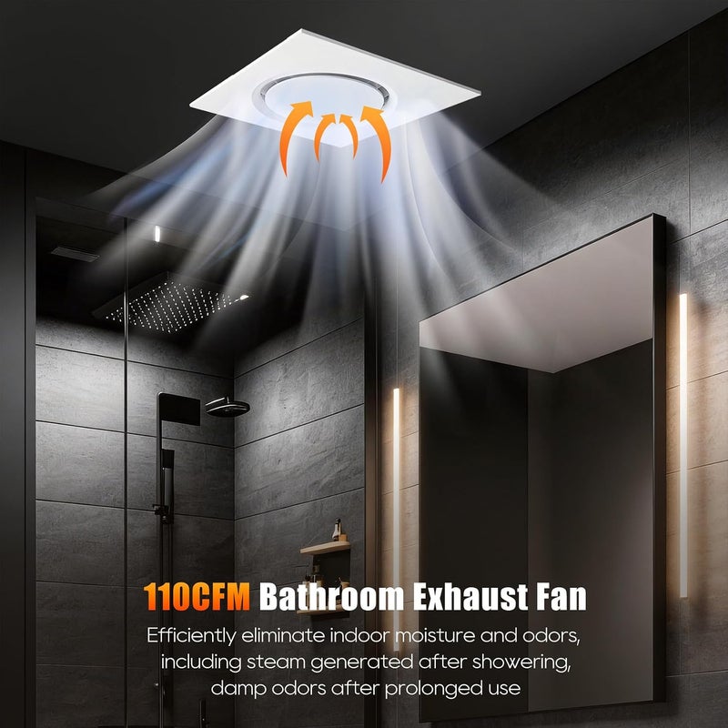 Orsong Bathroom Exhaust Fan 10" Panel Ultra Quiet without Light(8x8 Mount), 110CFM, 4" Duct for Bathroom/Garage/Home - Image 2