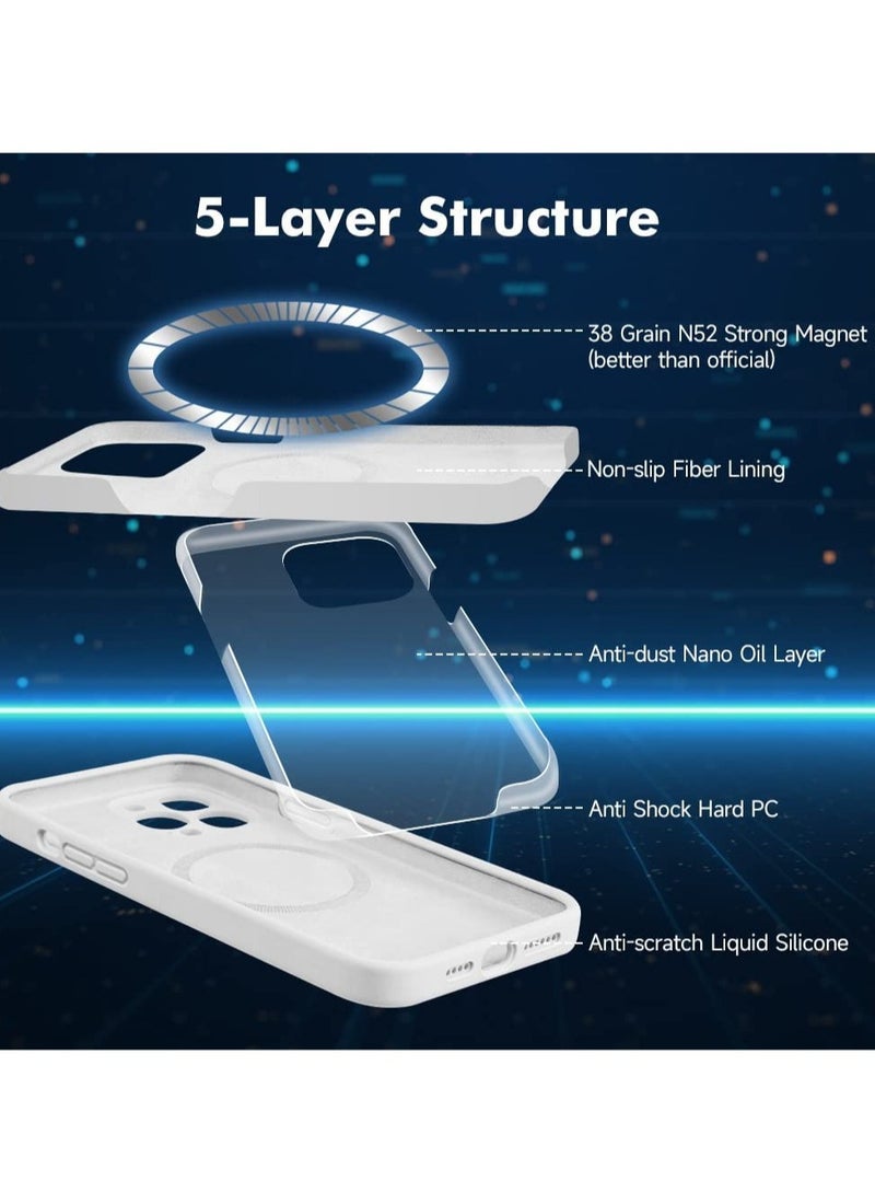 ELTRAZONE iPhone 14 Pro Max + 2 Pack Tempered Glass Screen Protector Magsafe Case Silicone Phone Case with Microfiber Lining for iPhone 14 Pro Max 6.7 inch 2022,White - Image 3