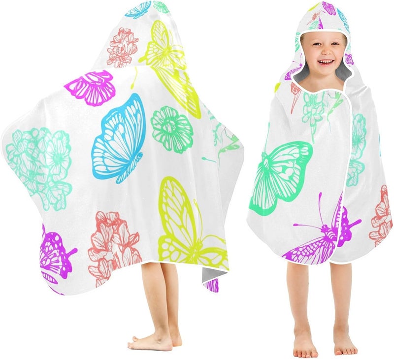 xigua Butterfly Kids Hooded Bath Towel, Ultra Absorbent Beach Towel Wrap with Hood for Babies, Toddlers, Kids, Soft Kids' Shower Towels for Boys Girls Swim, 50 x 23.5 Inch - Image 2