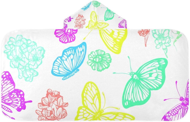 xigua Butterfly Kids Hooded Bath Towel, Ultra Absorbent Beach Towel Wrap with Hood for Babies, Toddlers, Kids, Soft Kids' Shower Towels for Boys Girls Swim, 50 x 23.5 Inch - Image 1