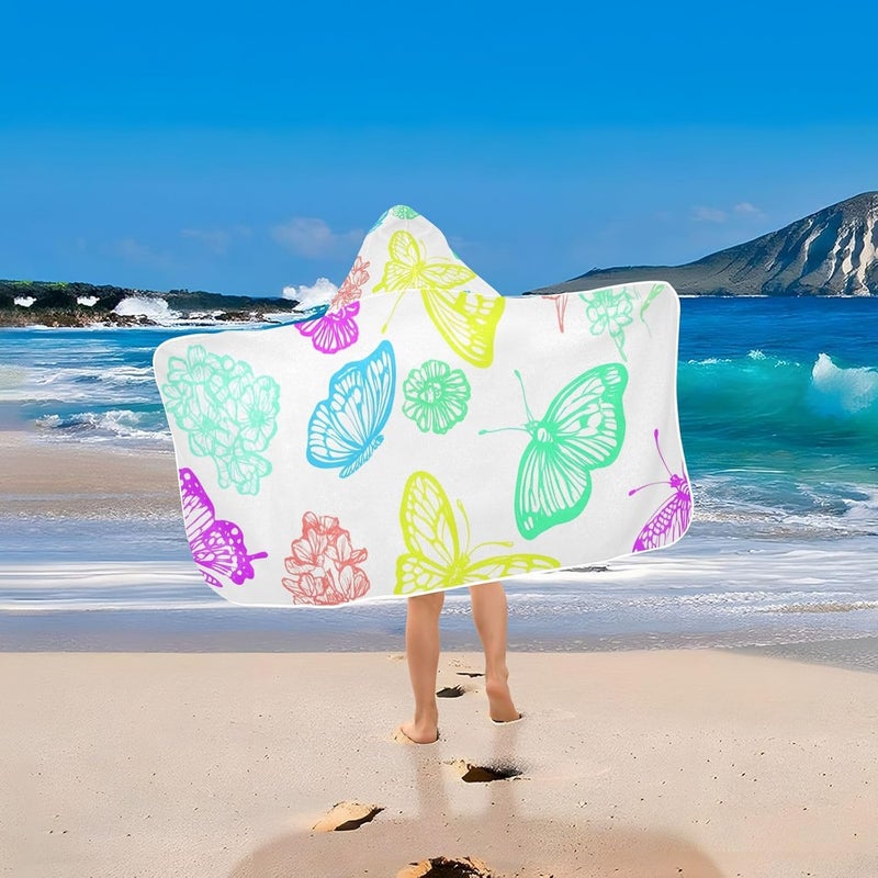 xigua Butterfly Kids Hooded Bath Towel, Ultra Absorbent Beach Towel Wrap with Hood for Babies, Toddlers, Kids, Soft Kids' Shower Towels for Boys Girls Swim, 50 x 23.5 Inch - Image 5