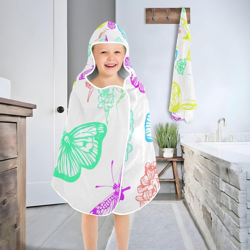 xigua Butterfly Kids Hooded Bath Towel, Ultra Absorbent Beach Towel Wrap with Hood for Babies, Toddlers, Kids, Soft Kids' Shower Towels for Boys Girls Swim, 50 x 23.5 Inch - Image 4