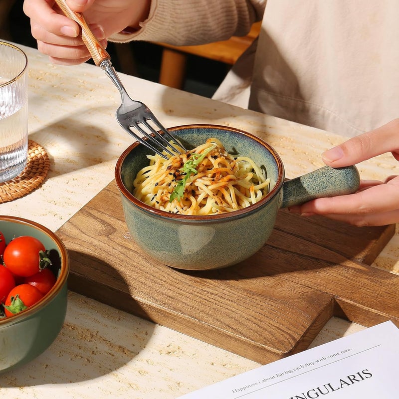 MONITO أوعية حساء البصل الفرنسي 16 أونصة من مونيطو، أوعية حساء سيراميك مع مقابض، أوعية حساء قابلة للتكديس، آمنة للاستخدام في الفرن والميكروويف وغسالة الصحون للحساء والجرانولا والطبق الرئيسي. - Image 5