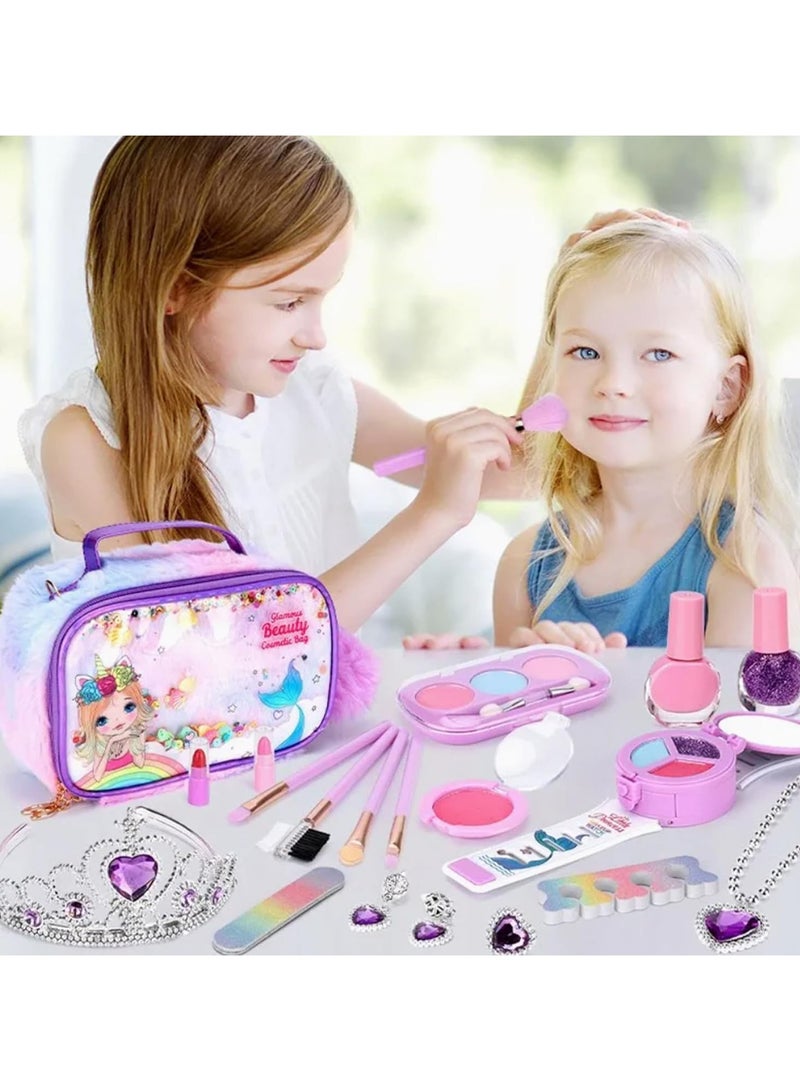 Taizz Ventures 29-Piece Kids Washable Makeup Kit for Girls, Real Makeup Set Toddler Make Up Kit with Cosmetic Bag, Fun Play Make Up Set for Girls Age 3-12, Perfec Birthday Gift - Image 3