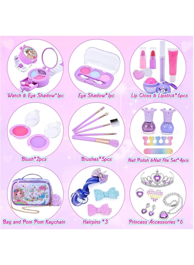 Taizz Ventures 29-Piece Kids Washable Makeup Kit for Girls, Real Makeup Set Toddler Make Up Kit with Cosmetic Bag, Fun Play Make Up Set for Girls Age 3-12, Perfec Birthday Gift - Image 4