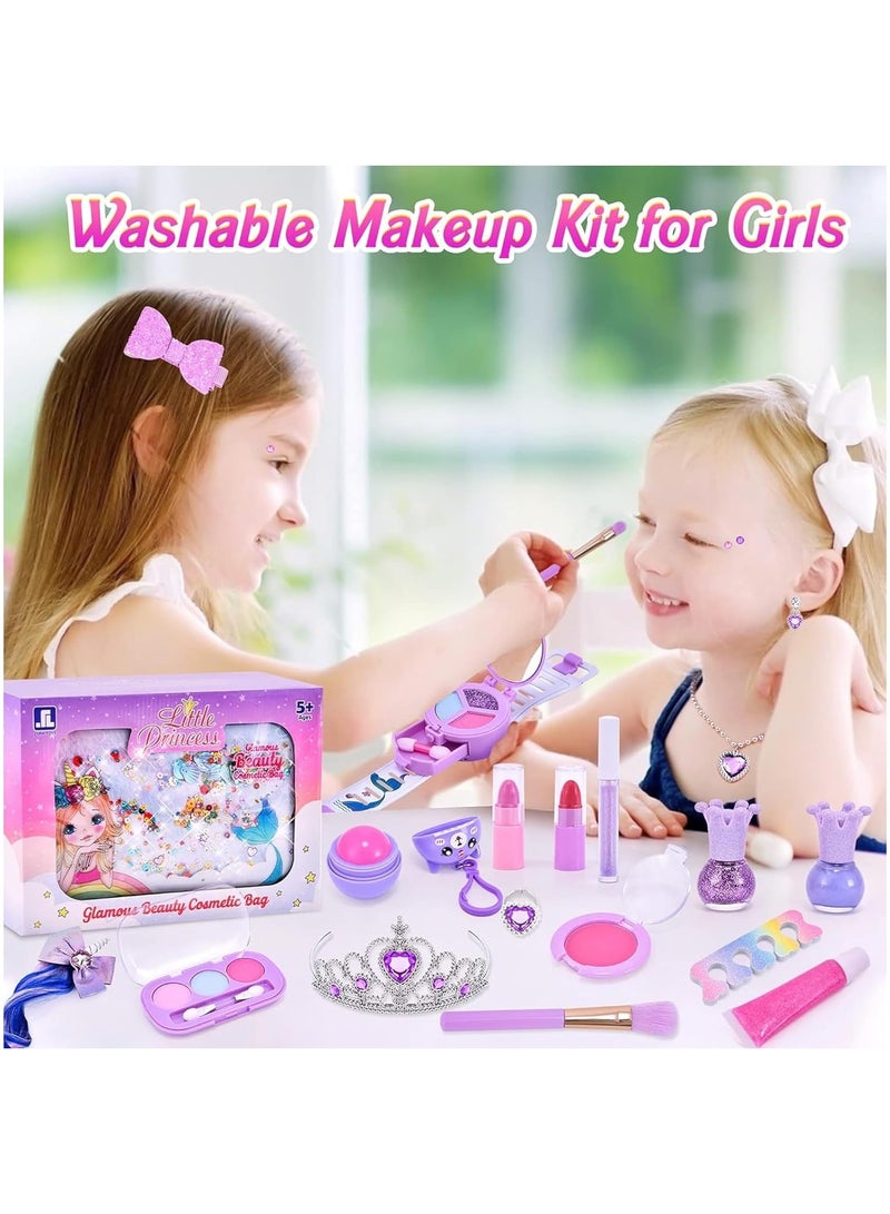 Taizz Ventures 29-Piece Kids Washable Makeup Kit for Girls, Real Makeup Set Toddler Make Up Kit with Cosmetic Bag, Fun Play Make Up Set for Girls Age 3-12, Perfec Birthday Gift - Image 5