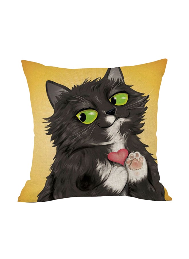 Cartoon Kitten Animal Printed Cushion Cover Multicolour 45x45cm