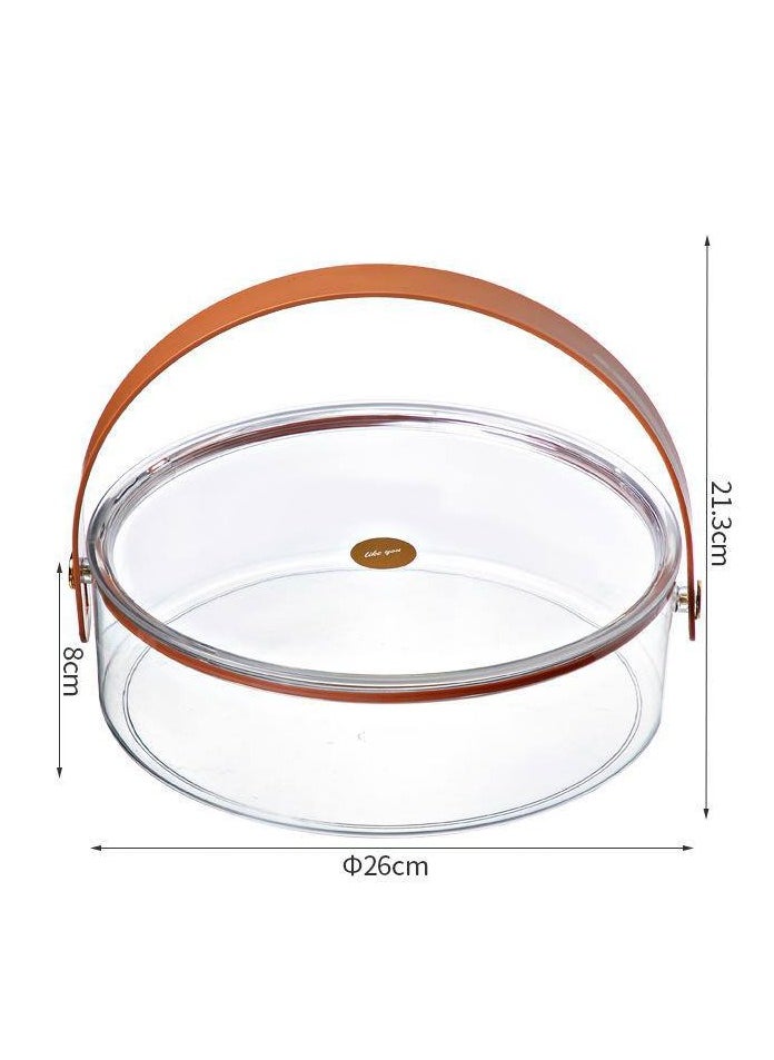 Get the leather-like handle candy serving tray with an elegant design and practical dividers for serving sweets, nuts, and dried fruits.  Made from high-quality materials, it features a transparent lid to keep contents clean and a leather-style handle for easy carrying—perfect for gatherings and stylish hosting.