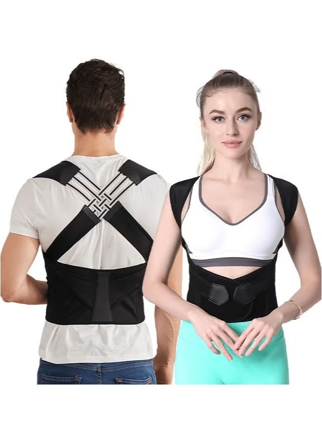 JOGAMS Adjustable Back Shape Corrector Shoulder Clavicle Brace Belt for Men Women - Image 1