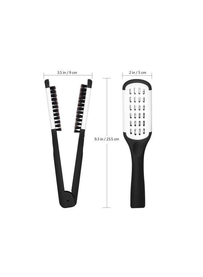 klarako Hair Straightening Comb Styling Tools Boar Bristle Double Sided Brush Comb Clamp (Black White) - Image 3