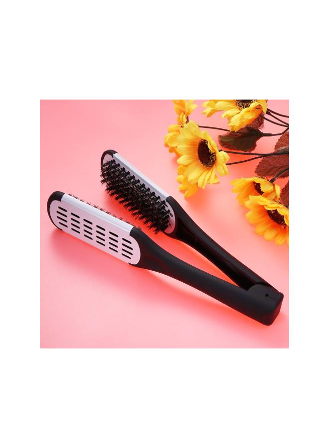 klarako Hair Straightening Comb Styling Tools Boar Bristle Double Sided Brush Comb Clamp (Black White) - Image 4