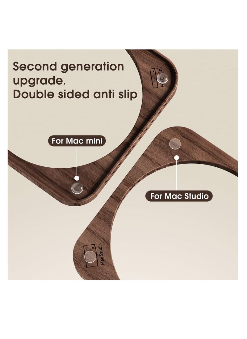 حامل مكتب من الجوز الأسود لجهاز ماك ميني وماك ستوديو، قاعدة مقاومة للحرارة والغبار، حامل تبريد مقاوم للغبار، لملحقات جهاز ماك ميني M1 M2 - Image 2
