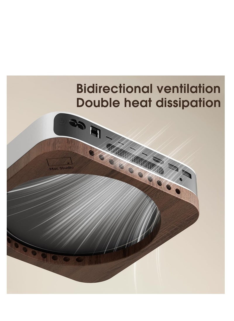 حامل مكتب من الجوز الأسود لجهاز ماك ميني وماك ستوديو، قاعدة مقاومة للحرارة والغبار، حامل تبريد مقاوم للغبار، لملحقات جهاز ماك ميني M1 M2 - Image 3
