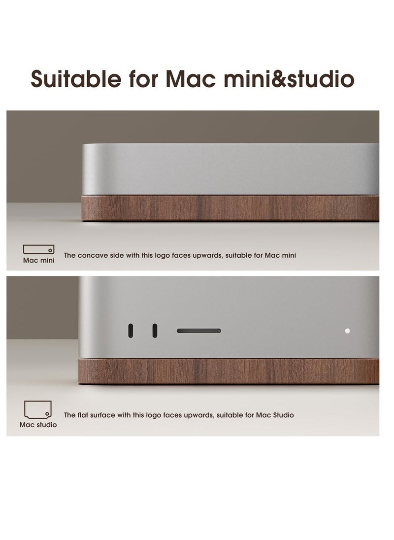 حامل مكتب من الجوز الأسود لجهاز ماك ميني وماك ستوديو، قاعدة مقاومة للحرارة والغبار، حامل تبريد مقاوم للغبار، لملحقات جهاز ماك ميني M1 M2 - Image 4