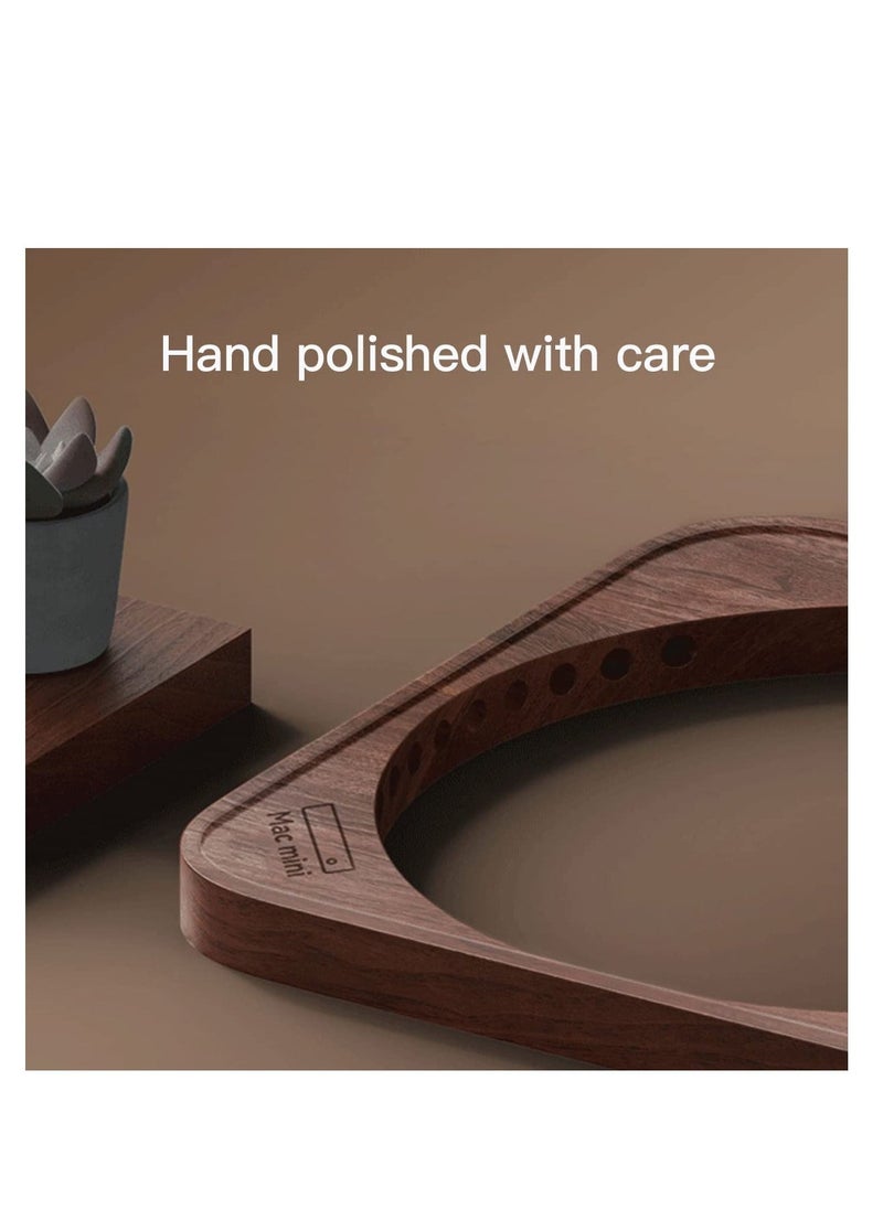 حامل مكتب من الجوز الأسود لجهاز ماك ميني وماك ستوديو، قاعدة مقاومة للحرارة والغبار، حامل تبريد مقاوم للغبار، لملحقات جهاز ماك ميني M1 M2 - Image 5