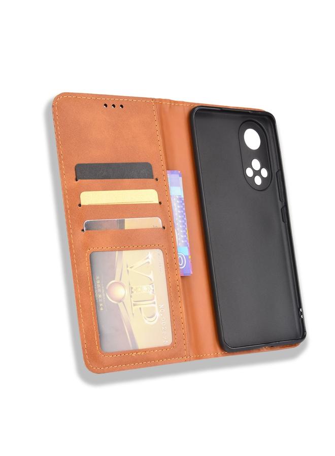 اس-توب جراب لهاتف Huawei nova 9 Pro / Honor 50 Pro بمشبك مغناطيسي بتصميم حصان مجنون بتصميم كلاسيكي، جراب جلدي قابل للطي أفقيًا مع حامل وفتحات للبطاقات وإطار للصور - Image 4