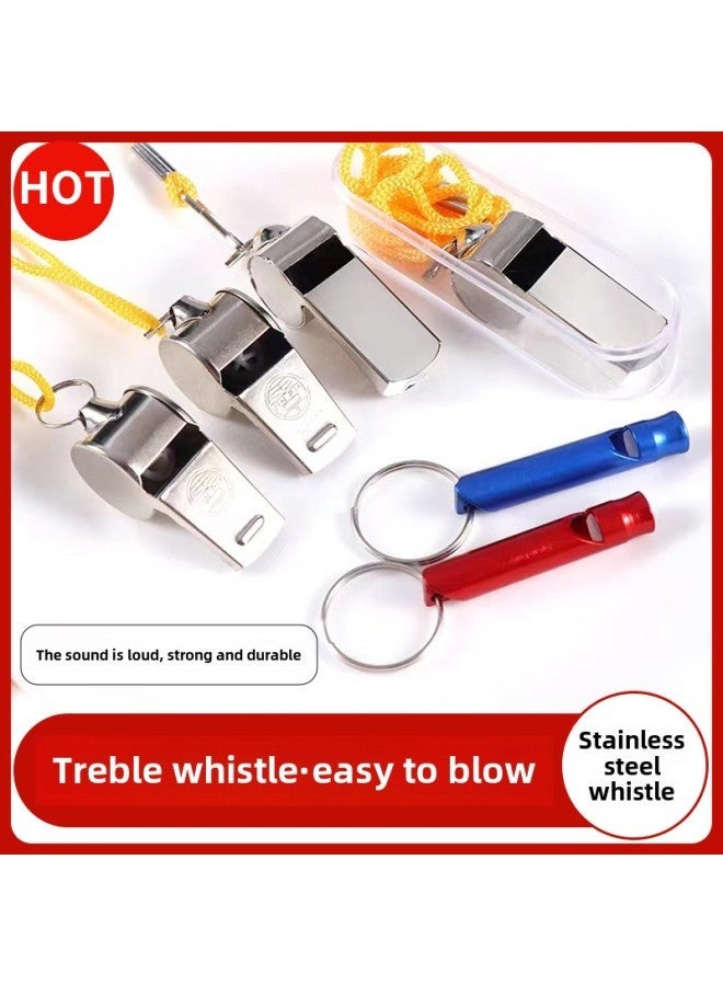 Generic Outdoor Survival Whistle Training Aluminum Alloy Kidsren's Life-saving Keychain Emergency Referee High Frequency-Color:5 Metal Whistles - Image 2