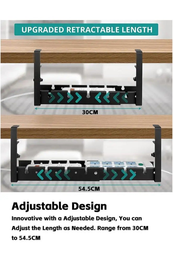APEX Adjustable Under Desk Cable Management, Computer Cable Cord Wire Organizer Tray with Clamp Mount, No Drill No Damage Sturdy Metal Retractable Holder Basket for Home Office - Image 2