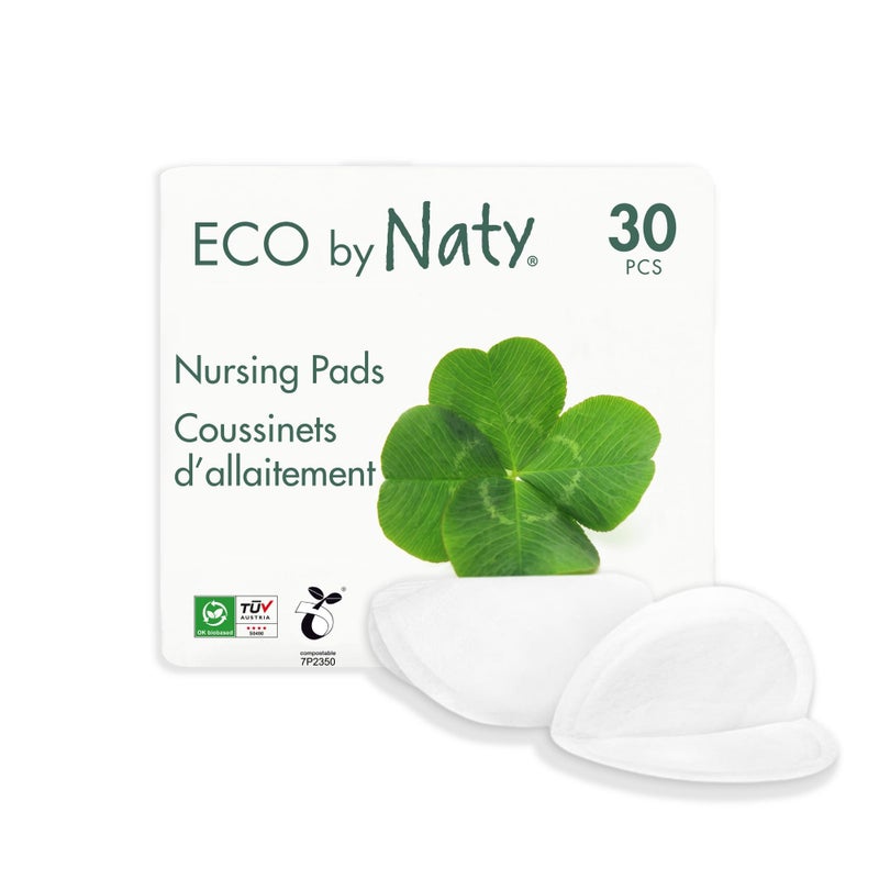 Eco by Naty Nursing Pads – Pads for Breastfeeding Mothers, Perfect for Pregnancy and Postpartum, Compostable and Plant-Based Materials (30 Count) - Image 1
