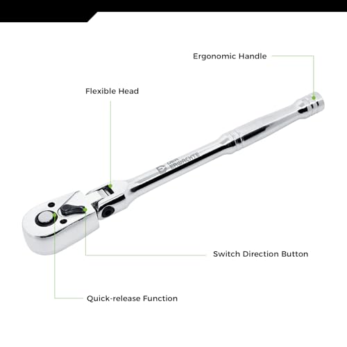 Der Erwachte 3-Piece Flex-Head Ratchet Set, 1/4", 3/8", 1/2" Drive Ratchet, 72-Tooth with Quick-Release Reversible Design, Chrome Alloy Made, Fully Polished,with EVA Foam - Image 2