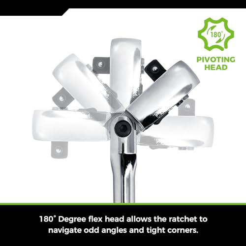 Der Erwachte 3-Piece Flex-Head Ratchet Set, 1/4", 3/8", 1/2" Drive Ratchet, 72-Tooth with Quick-Release Reversible Design, Chrome Alloy Made, Fully Polished,with EVA Foam - Image 4