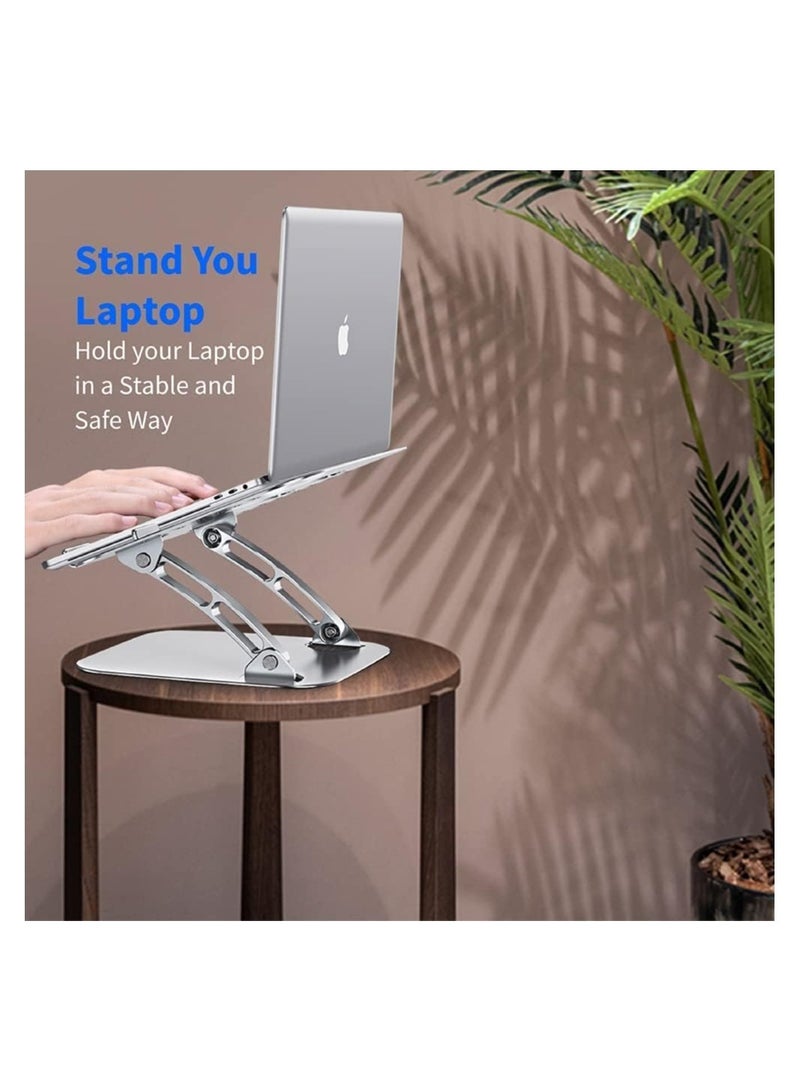 ELTRAZONE Laptop Stand, Notebook Stand Ergonomic Height Angle Adjustable Computer Laptop Holder Compatible with MacBook, Air, Pro, Dell XPS, Samsung, Alienware All Laptops 11-17", Supports Up to 44 Lbs-Silver - Image 4