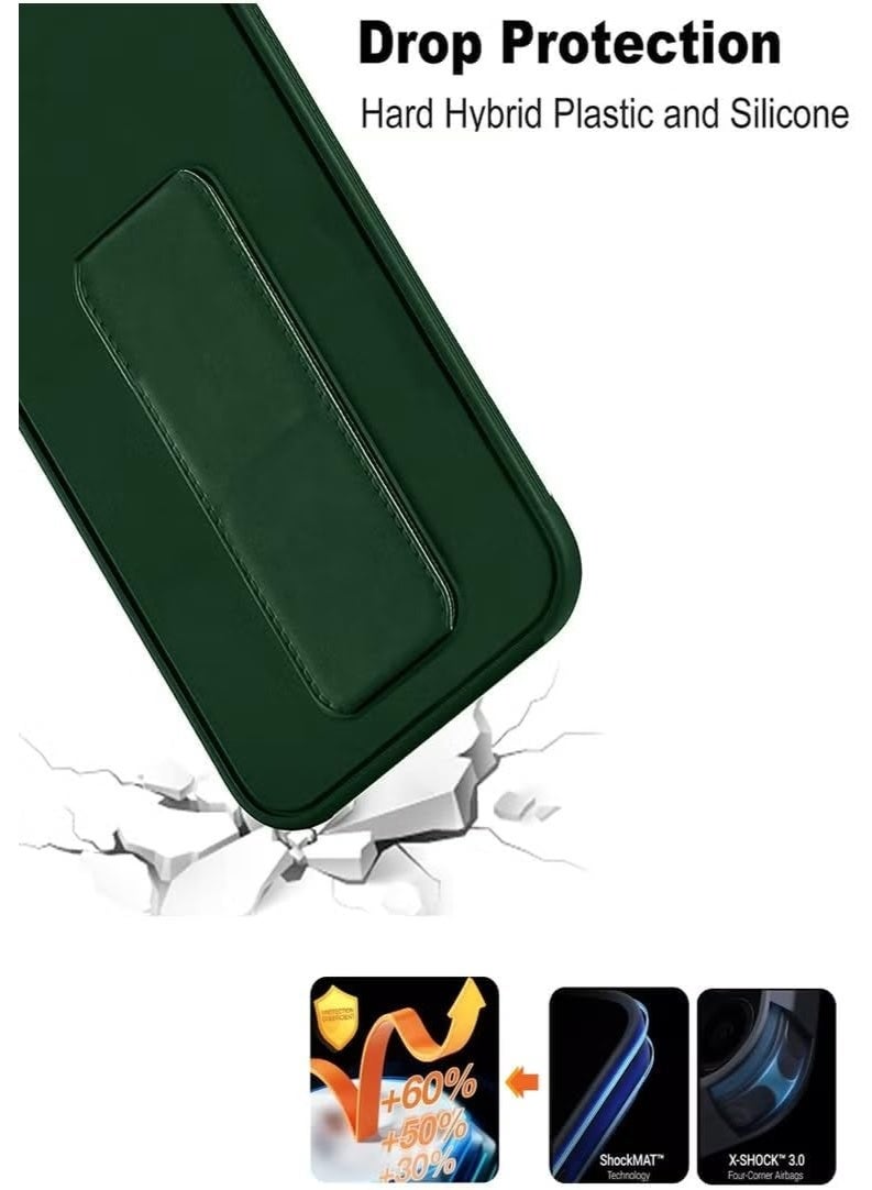 Muzz Back Stand Case Compatible with Honor X8C 2025, Magnetic Car Holder Soft Silicone Horizontal & Vertical Kickstand Cover Wrist Strap Full protection Case For Honor X8c (Green) - Image 4