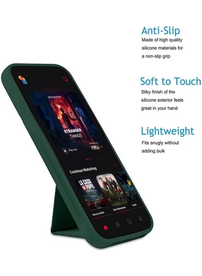 Muzz Back Stand Case Compatible with Honor X8C 2025, Magnetic Car Holder Soft Silicone Horizontal & Vertical Kickstand Cover Wrist Strap Full protection Case For Honor X8c (Green) - Image 2