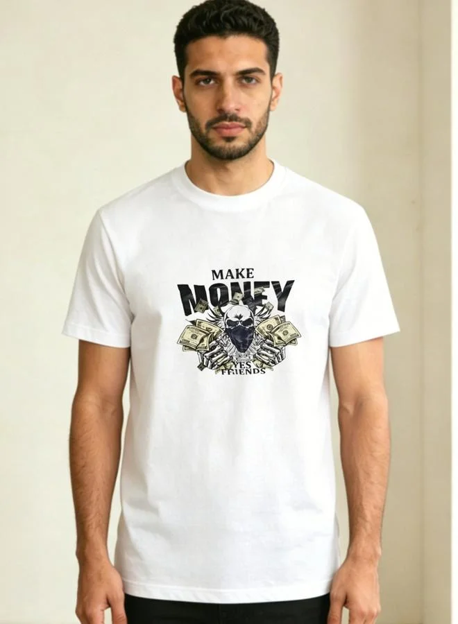 Take Two Men White Graphic Print Crew Neck T-Shirt