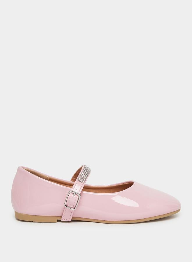 Styli Embellished Ballerinas with Buckle Closure - Image 1