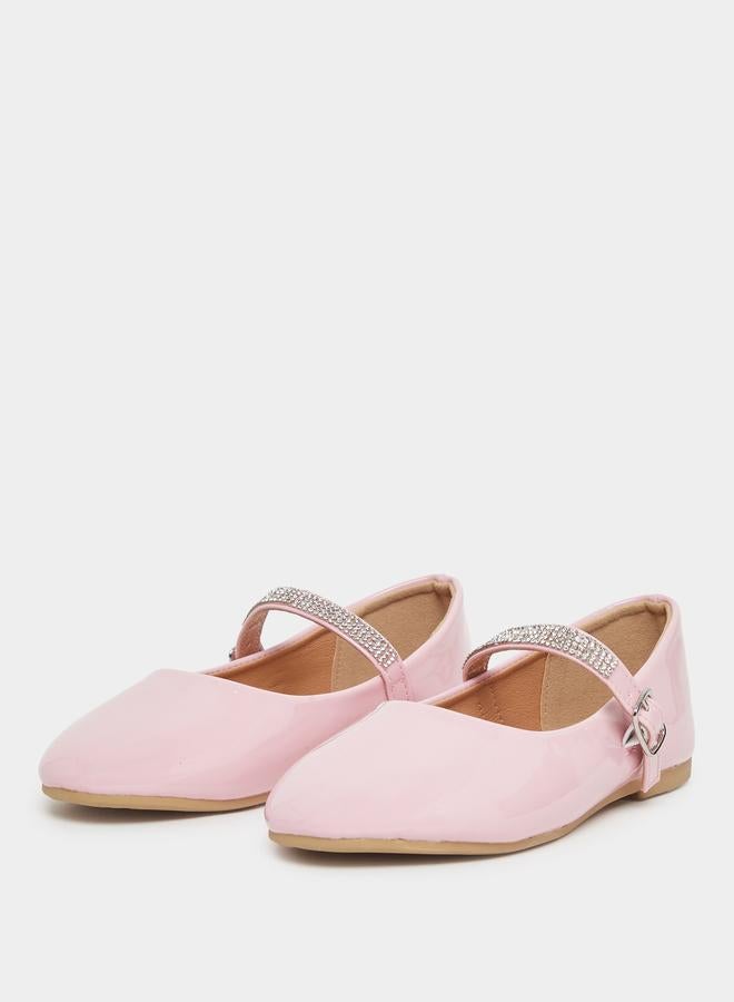 Styli Embellished Ballerinas with Buckle Closure - Image 2