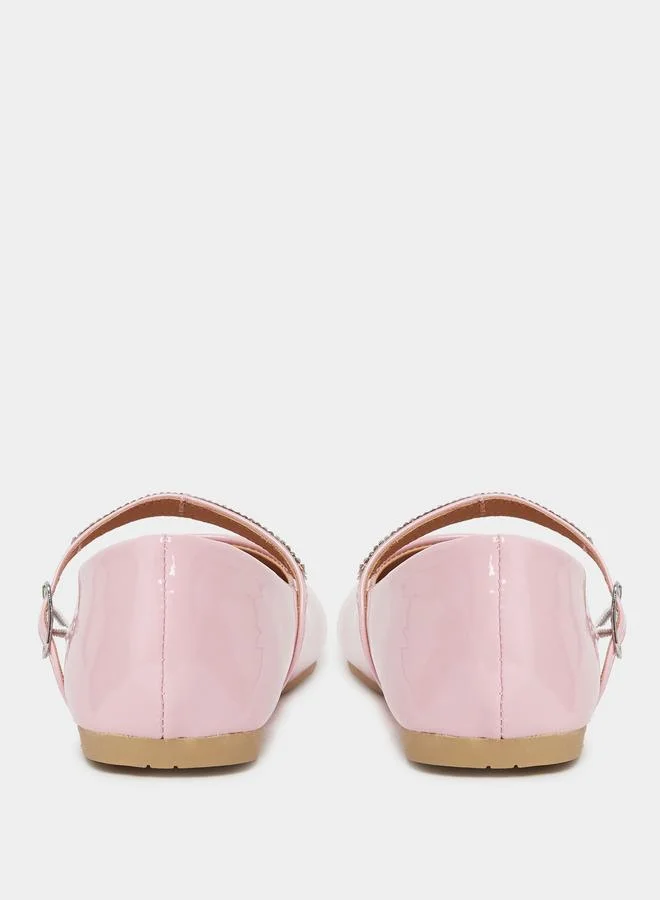 Styli Styli Embellished Ballerinas with Buckle Closure