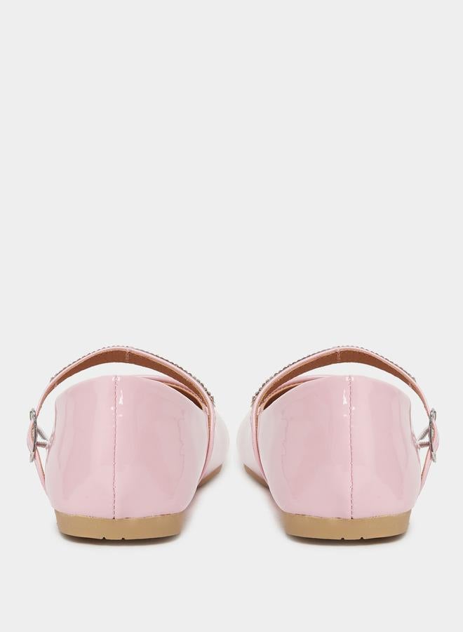Styli Embellished Ballerinas with Buckle Closure - Image 4