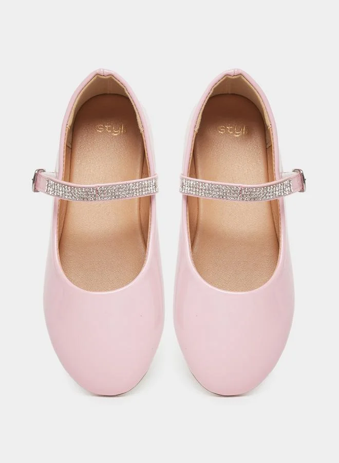 Styli Styli Embellished Ballerinas with Buckle Closure