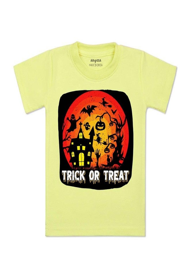 ARVESA My First Halloween TS-1137 Halloween Baby Tshirt for Kids Boys & Girls Half Sleeves Round Neck Clothes Tshirt for Kids Boys 1 Months to 6 Years Dress Yellow - Image 1